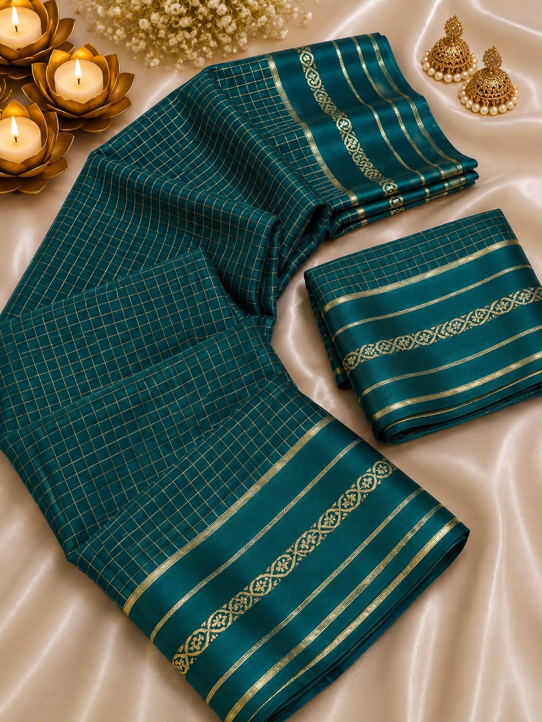 Majesty Rama Banarasi Viscose Silk Saree With Majestic Blouse Piece