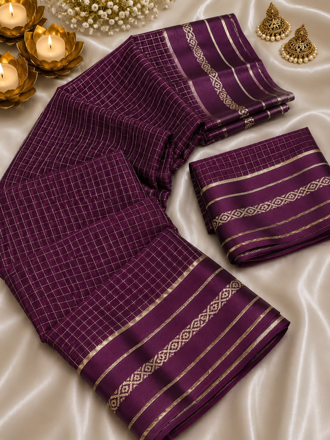 Fairytale Wine Banarasi Viscose Silk Saree With Confounding Blouse Piece