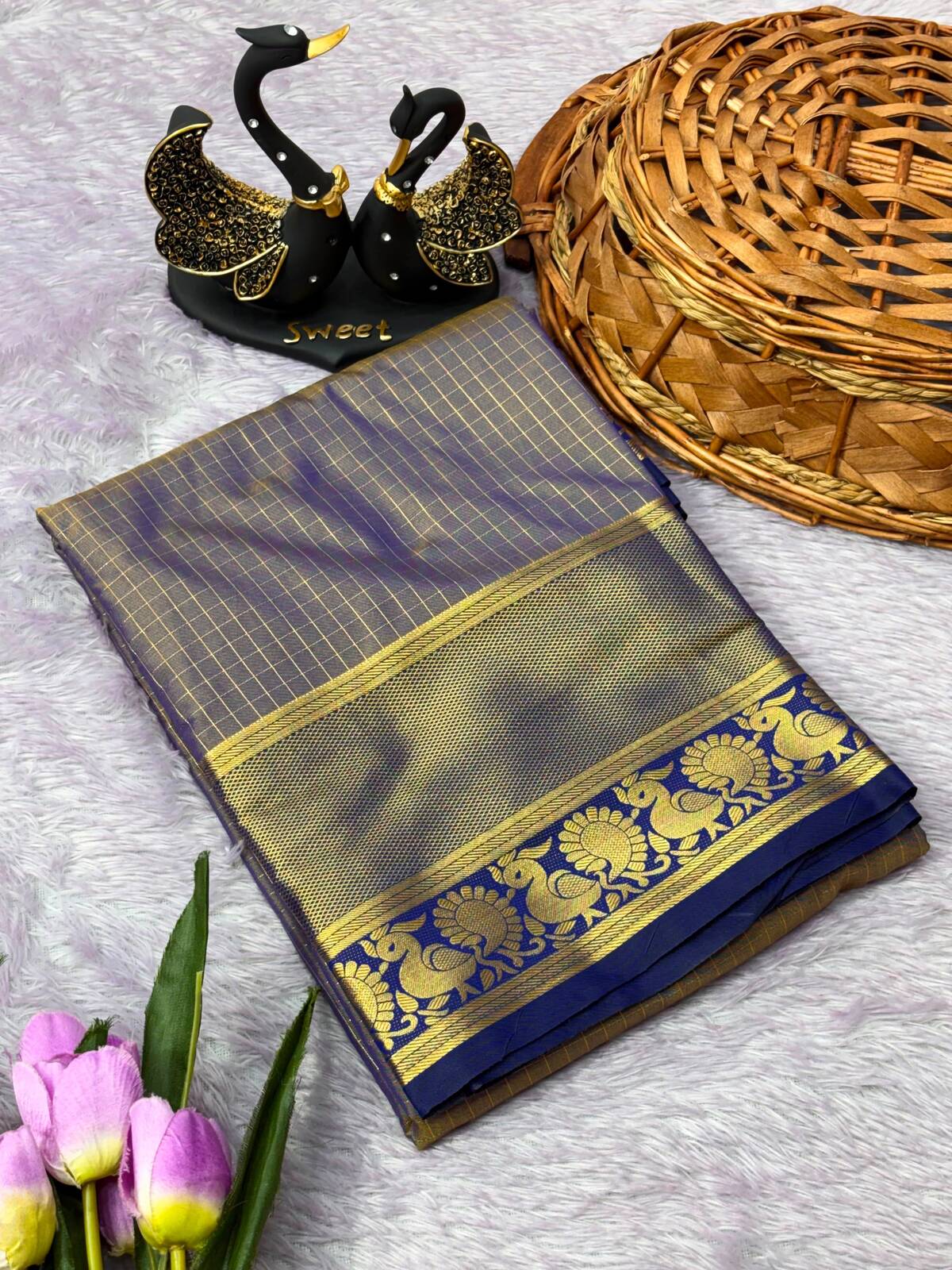 Exuberant Blue Pure Banarasi Silk Saree With Seraphic Blouse Piece