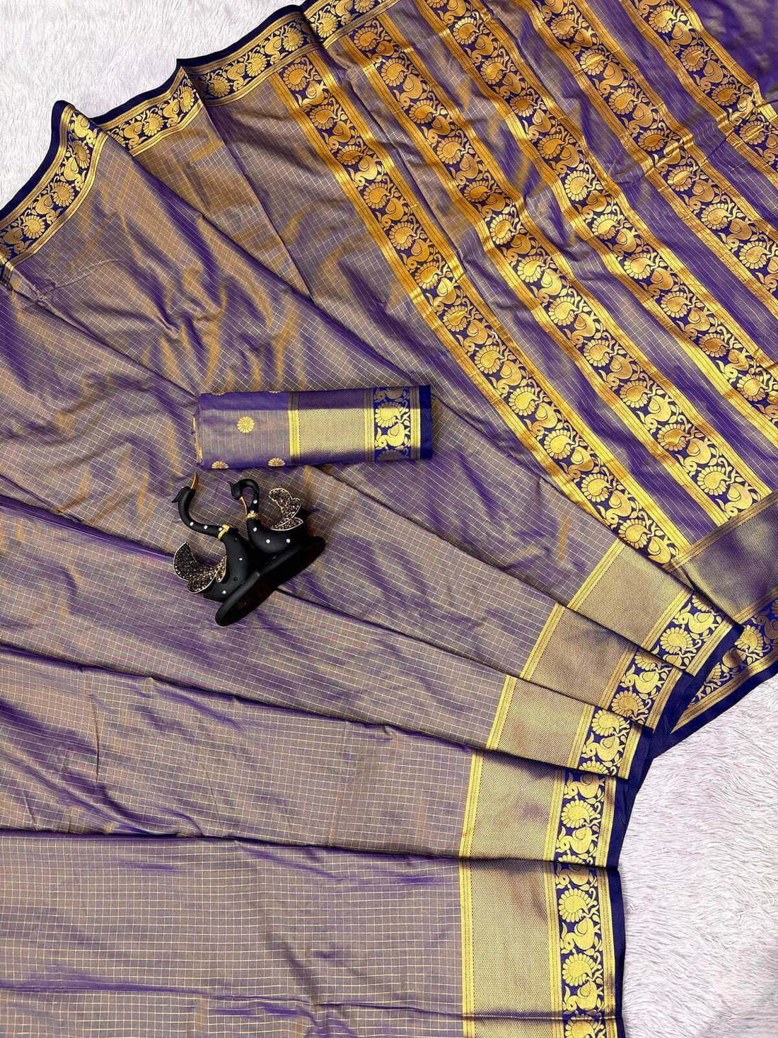 Exuberant Blue Pure Banarasi Silk Saree With Seraphic Blouse Piece