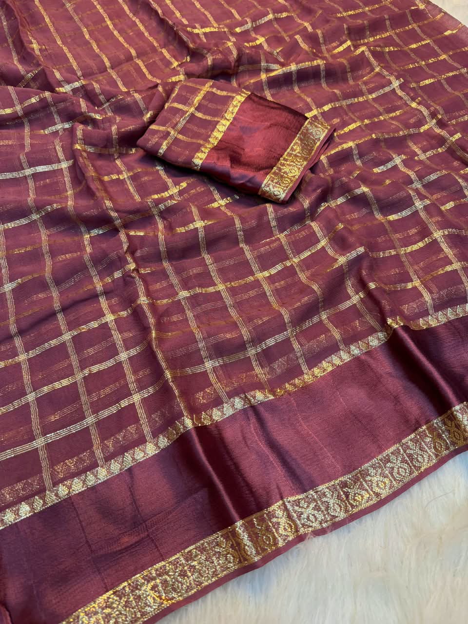 Pleasant Wine Banarasi Viscose Silk Saree With Staring Blouse Piece
