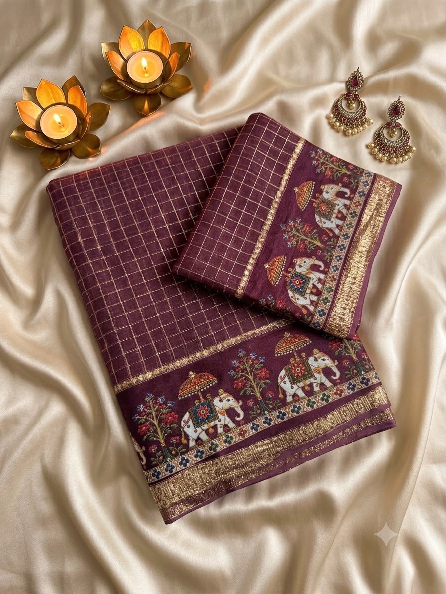 Lovely Wine Banarasi Viscose Silk Saree With Opulent Blouse Piece