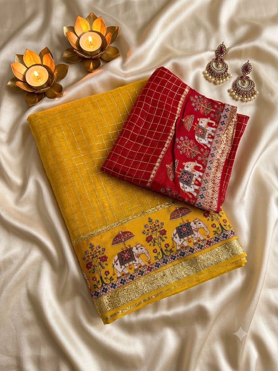 Luxuriant Yellow Banarasi Viscose Silk Saree With Traditional Blouse Piece