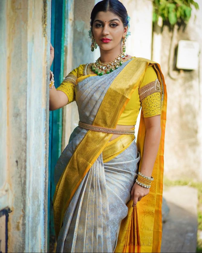 Jazzy Off White Soft Silk Saree With Adorning Blouse Piece