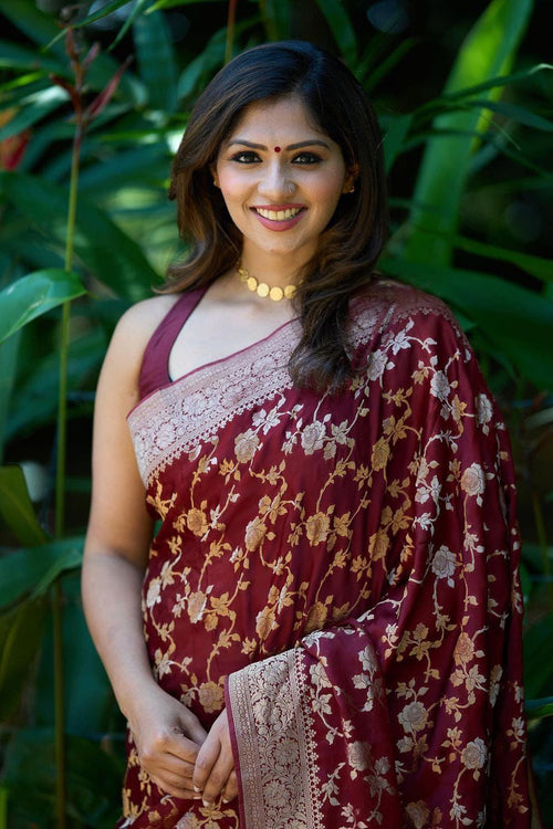 Load image into Gallery viewer, Enticing Wine Soft Silk Saree With Glorious Blouse Piece
