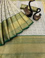 Marvellous Dark Green Kanjivaram Silk Saree With Alluring Blouse Piece