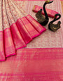 Invaluable Dark Pink Kanjivaram Silk Saree With Staring Blouse Piece