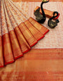 Impressive Red Kanjivaram Silk Saree With Jazzy Blouse Piece