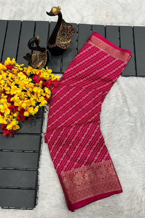 Load image into Gallery viewer, Impressive Dark Pink Digital Printed Dola Silk Saree With Pleasant Blouse Piece
