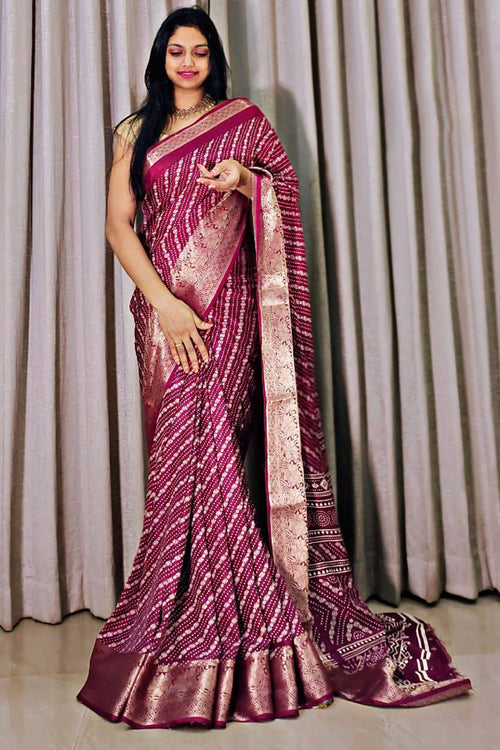 Load image into Gallery viewer, Exuberant Wine Digital Printed Dola Silk Saree With Scrumptious Blouse Piece
