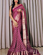 Exuberant Wine Digital Printed Dola Silk Saree With Scrumptious Blouse Piece