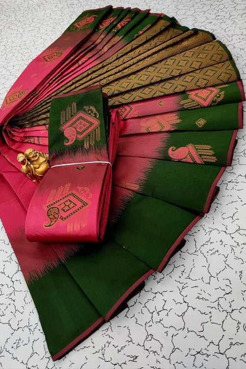 Load image into Gallery viewer, Desiring Dark Pink Soft Banarasi Silk Saree With Engrossing Blouse Piece
