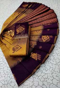 Ailurophile Mustard Soft Banarasi Silk Saree With Demure Blouse Piece