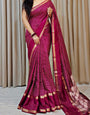 Lassitude Dark Pink Digital Printed Dola Silk Saree With Gratifying Blouse Piece