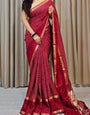 Palimpsest Red Digital Printed Dola Silk Saree With Epiphany Blouse Piece