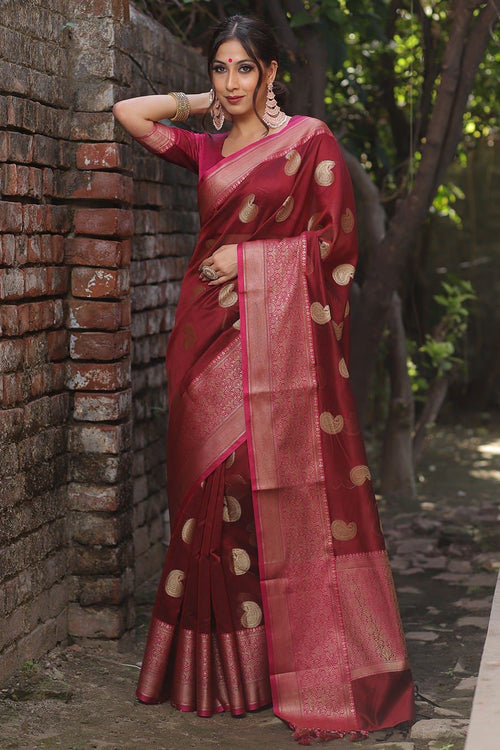 Load image into Gallery viewer, Attractive Wine Soft Silk Saree With Precious Blouse Piece
