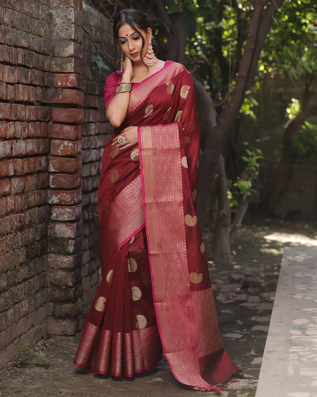 Attractive Wine Soft Silk Saree With Precious Blouse Piece