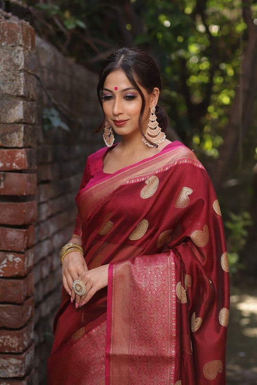 Load image into Gallery viewer, Attractive Wine Soft Silk Saree With Precious Blouse Piece
