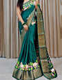 Desuetude Green Digital Printed Dola Silk Saree With Assemblage Blouse Piece