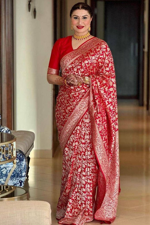 Load image into Gallery viewer, Sophisticated Red Soft Silk Saree With Amazing Blouse Piece
