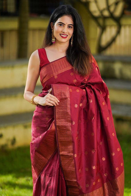 Load image into Gallery viewer, Mellifluous Maroon Soft Silk Saree With Elision Blouse Piece
