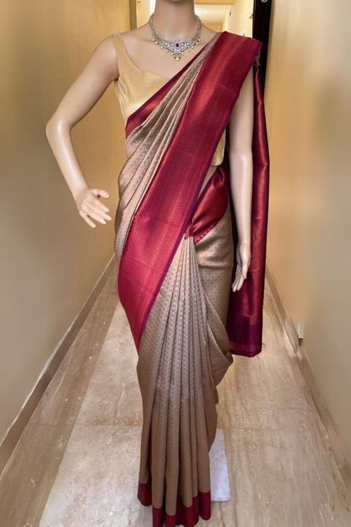 Load image into Gallery viewer, Vivacious Beige Soft Silk Saree With Piquant Blouse Piece
