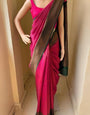 Enamoring Dark Pink Soft Silk Saree With Resonant Blouse Piece