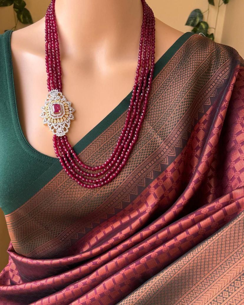 Embellished Maroon Soft Silk Saree With Mellifluous Blouse Piece