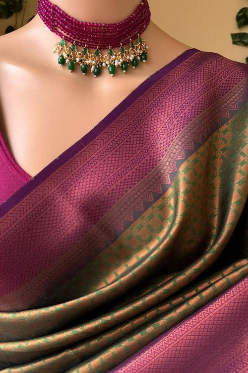 Load image into Gallery viewer, Ineffable Mehndi Soft Silk Saree With Ethereal Blouse Piece
