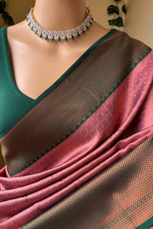 Load image into Gallery viewer, Eclat Pink Soft Silk Saree With Scrupulous Blouse Piece
