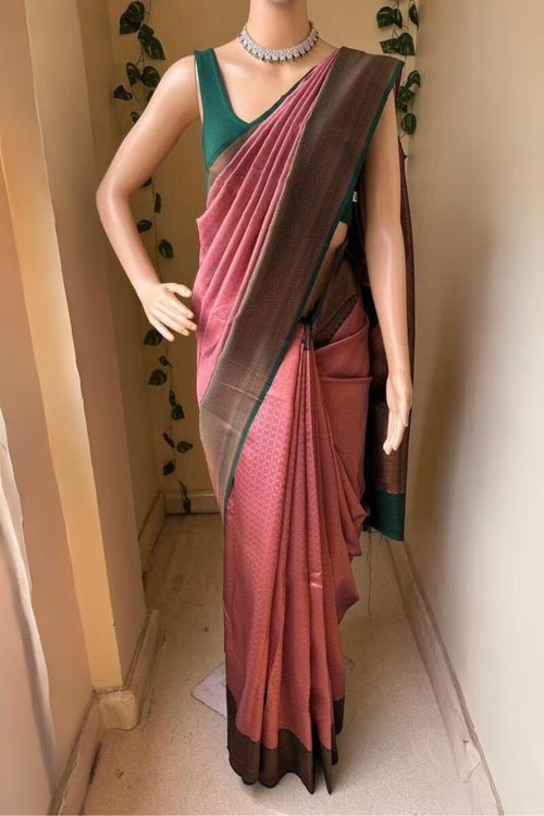 Load image into Gallery viewer, Eclat Pink Soft Silk Saree With Scrupulous Blouse Piece
