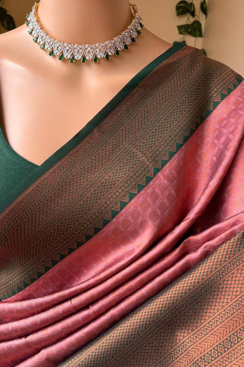 Load image into Gallery viewer, Eclat Pink Soft Silk Saree With Scrupulous Blouse Piece
