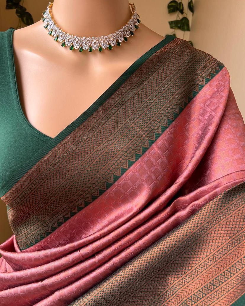 Eclat Pink Soft Silk Saree With Scrupulous Blouse Piece