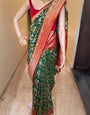 Majestic Dark Green Soft Silk Saree With Ravishing Blouse Piece