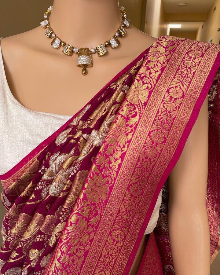 Eclat Wine Soft Silk Saree With Zephyr Blouse Piece