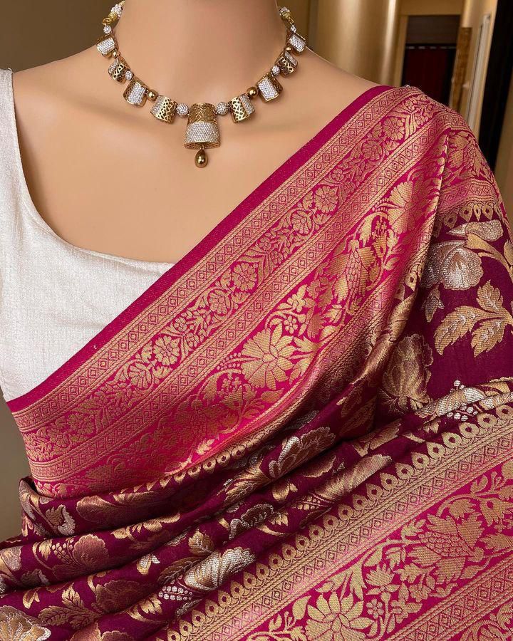 Eclat Wine Soft Silk Saree With Zephyr Blouse Piece