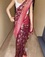 Eclat Wine Soft Silk Saree With Zephyr Blouse Piece