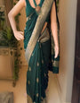 Designer Dark Green Soft Silk Saree With Exceptional Blouse Piece