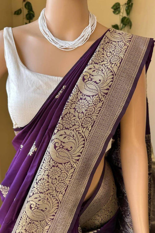 Load image into Gallery viewer, Flameboyant Purple Soft Silk Saree With Stunner Blouse Piece
