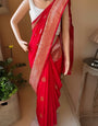 Extraordinary Red Soft Silk Saree With Refreshing Blouse Piece