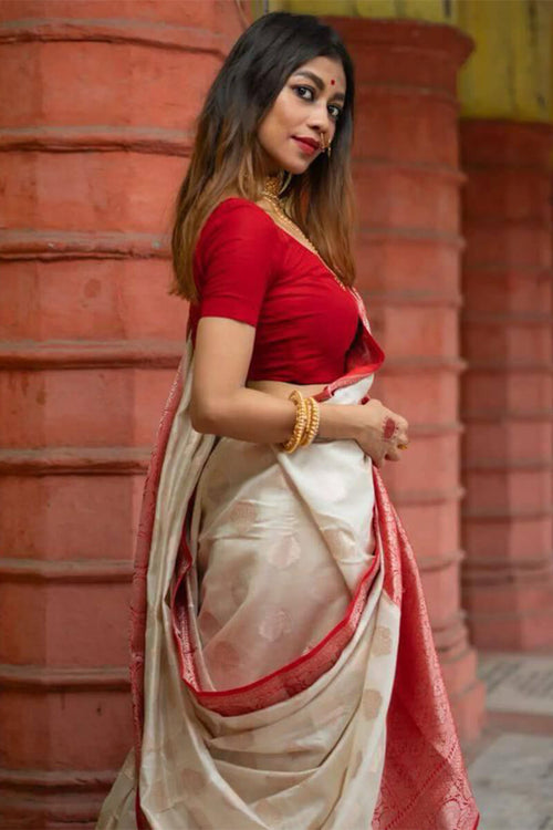 Load image into Gallery viewer, Outstanding Off White Soft Silk Saree With Twirling Blouse Piece
