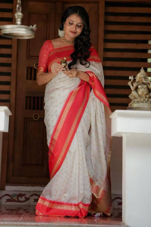 Load image into Gallery viewer, Mellifluous Off White Soft Silk Saree With Inimitable Blouse Piece
