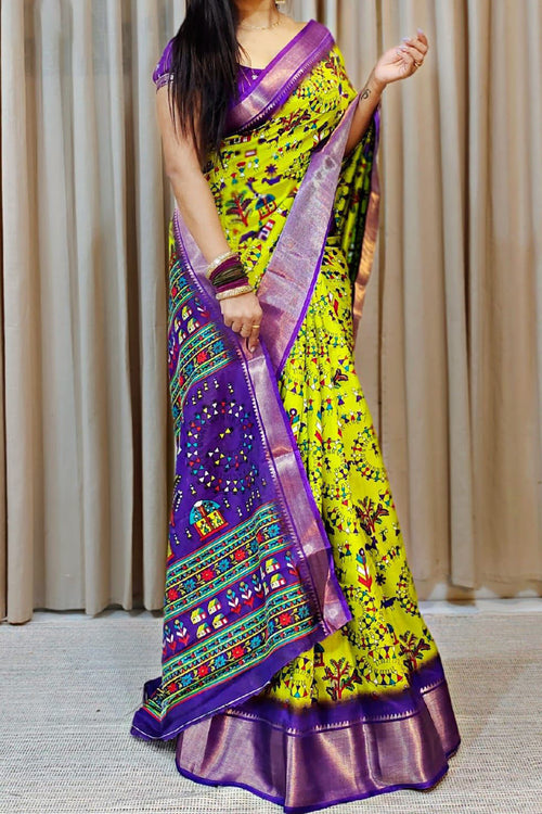 Load image into Gallery viewer, Engrossing Perrot Digital Printed Soft Silk Saree With Hypnotic Blouse Piece
