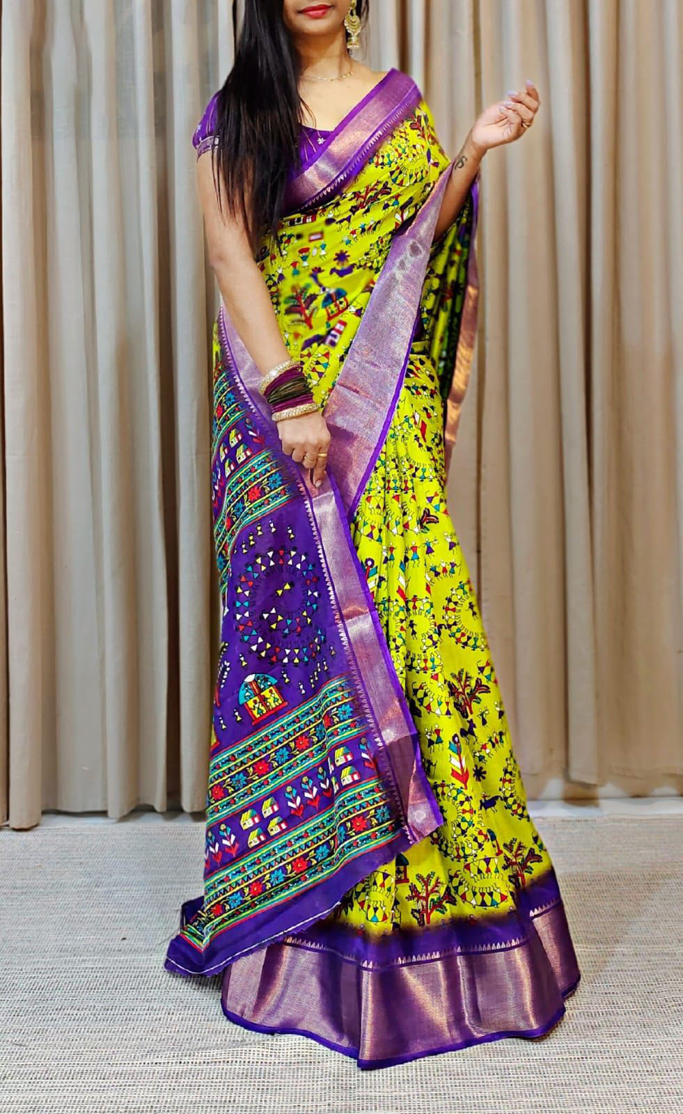 Engrossing Perrot Digital Printed Soft Silk Saree With Hypnotic Blouse Piece