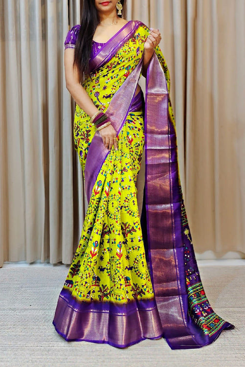 Load image into Gallery viewer, Engrossing Perrot Digital Printed Soft Silk Saree With Hypnotic Blouse Piece
