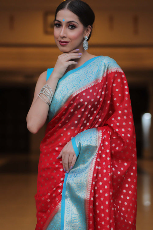 Load image into Gallery viewer, Extraordinary Red Soft Silk Saree With Desiring Blouse Piece
