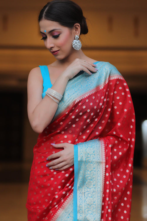 Load image into Gallery viewer, Extraordinary Red Soft Silk Saree With Desiring Blouse Piece
