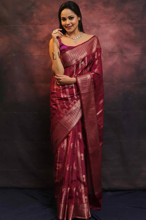 Load image into Gallery viewer, Alluring Wine Soft Silk Saree With Amazing Blouse Piece
