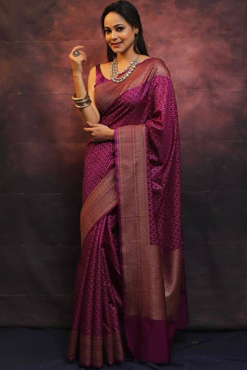 Load image into Gallery viewer, Innovative Purple Soft Silk Saree With Jazzy Blouse Piece
