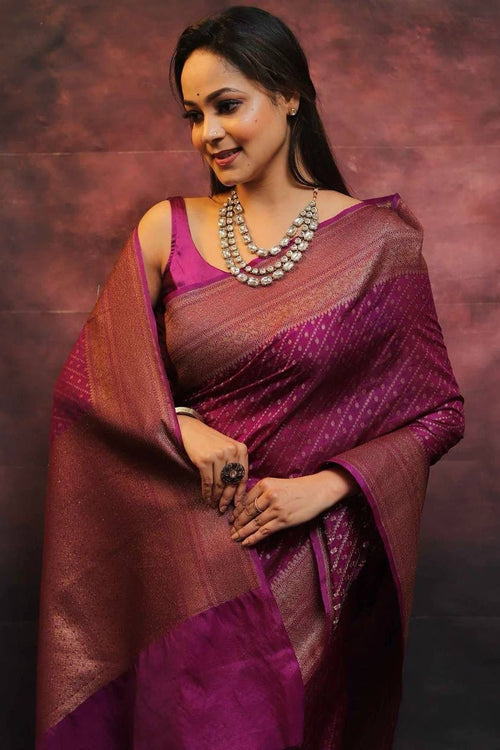 Load image into Gallery viewer, Innovative Purple Soft Silk Saree With Jazzy Blouse Piece
